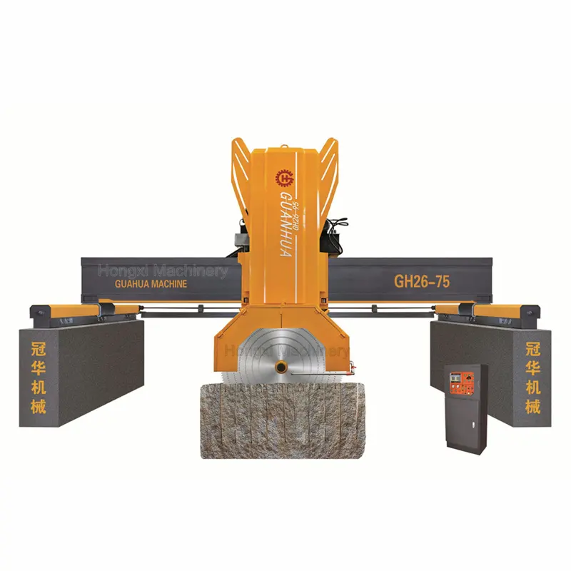 Nova máquina de corte de pedra com motor e PLC para planta de fabricação de pedra e granito, 2200 mm, ponte de pedreira, serra redonda, bloco de corte