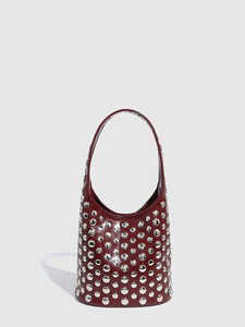 Sac seau vintage haut de gamme effet écaille pour femme, grand sac à main unique en métal et PU, sac à bandoulière pour femme style motard avec rivets Tanjing - Product Image 5