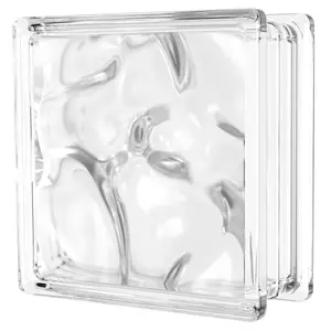 Light Blue Cloudy Led Lighted Large Glass Block