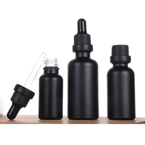 Matte Black Frosted <b>Glass</b> Dropper <b>Bottle</b> 30ml Essential Oil <b>Bottle</b> with Gold Dropper - Product Image 3