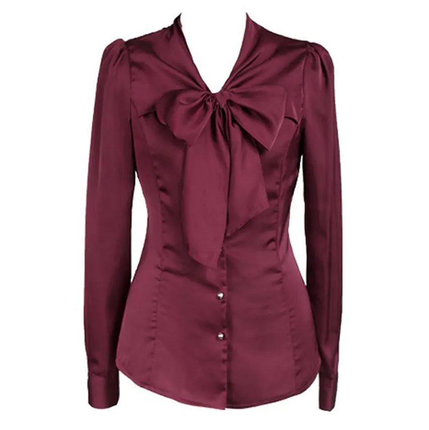 Korean fashion long sleeves blouse for ladies office blouse designs