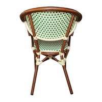 Chaise de bistrot rétro en rotin français colorée pour restaurant et jardin, mobilier d'extérieur en aluminium