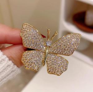 2025 pháp retro kim cương tinh tế bướm Trâm cài áo thanh lịch tất cả các trận đấu Áo Pin chủ yếu là hợp kim trang sức mạ công nghệ - Product Image 6