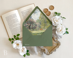 Doublures d'enveloppes de mariage A7 imprimées « Pivoine Rose » par Morisot, style impressionniste français, pour invitations de mariage - Product Image 4