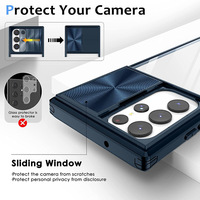 Étui de protection pour téléphone portable en TPU souple transparent et PC rigide avec protection coulissante de l'objectif de l'appareil photo pour Samsung Galaxy S23 S24 S25 S26 Ultra