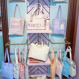 Bolsos de Mano de Lona Portátiles para Mujer, Bolsos de Compras con Logotipo Bordado, Bolsos de Playa de Viaje Multicolores Personalizados - Product Image 2