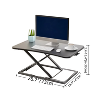 Penjualan laris gunting elegan tinggi Lift Adjustable Standing konverter meja hitam untuk Keyboard Mouse kantor