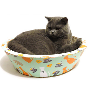 Cartoon Corrugated Cardboard Cat Bed Bowl <b>Scratch</b> <b>Pad</b> Round Pet Bed For Cats Wear Resistant <b>Scratch</b> Resistant - Product Image 1
