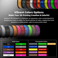 Filament TPU Geeetech 21 couleurs multiples 1,75 mm Shoeflex 95A Matériel d'impression 3D 335 m 1 kg