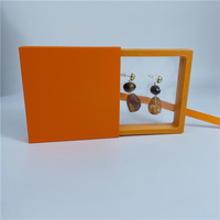 Boîte cadeau de bijoux en carton papier orange Boîte transparente Boîte de rangement en épingle à oreille Boîte à tiroir recyclable Emballage de bijoux