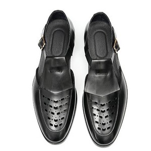 Chaussures pour hommes en cuir véritable noir à bout pointu avec boucle, respirantes, style classique, à porter toute l'année - Product Image 1