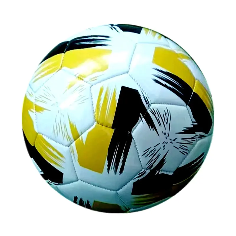 Balón de fútbol amarillo con diseño de Palma, buen precio, tamaño 5, máquina de costura de PVC, Fútbol personalizado para entrenamiento, entretenimiento deportivo