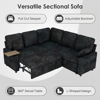 Sofa Bed Modular 81 inci, Sofa Tidur Lipat, Sofa Persegi, Sandaran Dapat Disesuaikan, Meja Samping Putar 360 Derajat, Dapat Diubah Menjadi Tempat Tidur, Cocok untuk Apartemen dan Sekolah