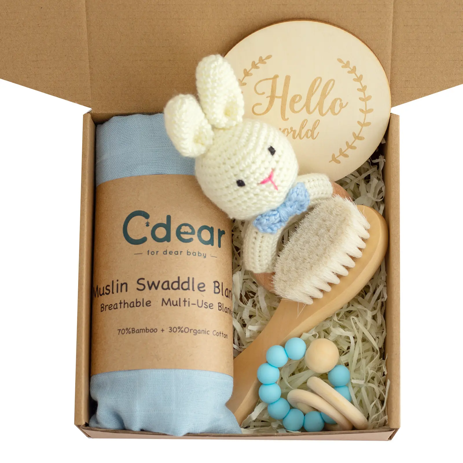 Vendas diretas Preço por atacado Newborn Cotton Musselina Blanket Swaddle Chupeta Baby Gift Box Set