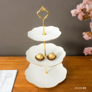 Support à dessert en céramique à trois niveaux Dp1154b, rose plaqué or, pour service de café et de thé dans les hôtels - Product Image 5