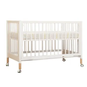 Classic Design 6 In 1 Convertible Beech Wood Baby Crib And Changing Bed