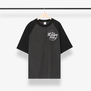 Camiseta de algodón con bloque de color a la moda, mangas raglán, cuello redondo, pareja de gran tamaño, estilo a juego, camiseta para hombre - Product Image 6