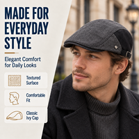 Casquette plate bicolore anthracite et noir chiné, style rétro décontracté, avec double rangée de coutures et sangle réglable, pour hommes et femmes