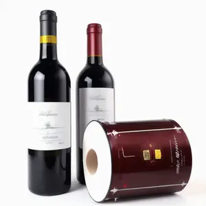 Özel çift taraflı baskı UV Spot altın folyo kabartmalı dokulu kağıt kırmızı şarap etiketi kişiselleştirin şarap şişeleri etiketleri