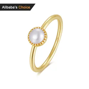 RINNTIN GPR20 cincin perak Sterling 925, Bezel bulat sederhana, profil rendah, mutiara Milgrain, cincin perak Sterling