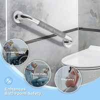 Barres d'appui de salle de bain chromées brossées satinées pour baignoire et toilettes, barre d'appui antidérapante avec texture moletée