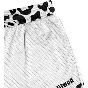 Custom Men's <b>Black</b> White Cow Print Mesh Athletic Shorts Quick Dry Breathable Workout Running Gym Shorts - Product Image 3