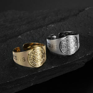 Cross Titanium Steel <b>Ring</b> <b>Adjustable</b> Unisex Jewelry Gift Fashion <b>Rings</b> - Product Image 1