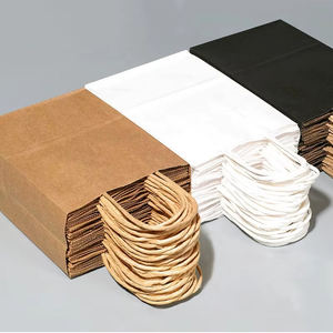 Bolsas de <span class=keywords><strong>Papel</strong></span> <span class=keywords><strong>Kraft</strong></span> y <span class=keywords><strong>Papel</strong></span> Reciclado Ecológicas con Asas de Cordón de <span class=keywords><strong>Papel</strong></span> Trenzado para Comida para Llevar, Compras, Tamaños y Colores Personalizables - Product Image 1