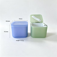 Vente en gros de pots carrés bleus de 200 ml pour crème pour le visage, pots en plastique vides, pots cosmétiques, pots vides pour repackager les tampons de coton hydratants