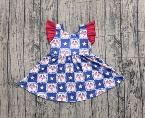 Vestido de Verano para Niña, Diseño Personalizado GSD3514, para el 4 de Julio, Sin Mangas, Transpirable, Lavable, Hasta la Rodilla, ODM, Venta al por Mayor para Niños - Product Image 1