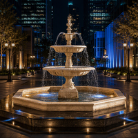Fontaines d'eau en marbre à plusieurs niveaux européennes personnalisées, fontaine en pierre sculptée à la main pour projet paysager