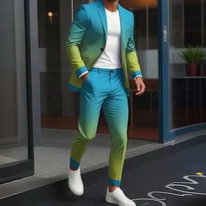 Nuovo Completo da <span class=keywords><strong>Uomo</strong></span> con Motivo Geometrico Sfumato, Slim ed Elegante, Adatto per l'<span class=keywords><strong>Abbigliamento</strong></span> Quotidiano e Streetwear dei Giovani - Product Image 2