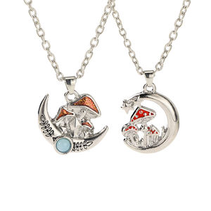 创意水滴油合金月亮吊坠项链长毛衣链，时尚镀银金属派对 - Product Image 6