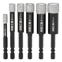 Forets à trépan diamantés brasés sous vide BEILI 6mm-16mm à manche hexagonal pour le perçage à sec du verre, du granit, du marbre, de la céramique et des carreaux