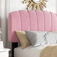 Cadre de lit en velours haut de gamme avec rangement réglable, tête de lit capitonnée à canaux verticaux et pied de lit festonné pour mobilier de chambre principale
