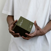 Boîte cadeau en bois parfumée de luxe personnalisée, vert olive mat, boîte rigide en deux parties, typographie blanche, emballage pour bloc de parfum d'intérieur, UV 2 mm
