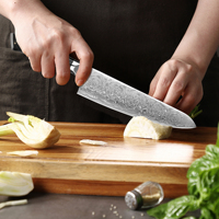 Couteau de chef Angele 8 pouces, éco-responsable, ambidextre, en acier Damas japonais à haute teneur en carbone, manche en résine de platine, pour la cuisine