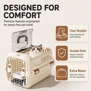 Transportín de viaje para perros de fábrica, jaula duradera de plástico para mascotas, transportín para perros de interior/exterior, suministros para mascotas, jaula grande para gatos y perros - Product Image 1