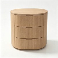 Mesita de Noche Moderna de Madera de Roble Curvada con 3 Cajones, Mueble de Dormitorio, Fabricante OEM ODM