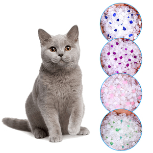 Relleno de arena de Gel de sílice de 3.8L, arena para gatos de silicona de cristal azul 97% + 3% para limpieza de inodoro de gatos - Product Image 1