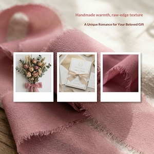 Fita de Chiffon Artesanal DOMI 5m com Borda Desfiada para Embalagem de Buquê de Casamento Romântico - Borda Crua Rasgada à Mão Premium - Product Image 4