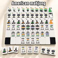 Toptan Hazır Stokta Cadılar Bayramı Siyah Cadı Hayalet Amerikan Mahjong Seti 160 Akrilik Taşlı Hayalet Balkabağı Ürkütücü Tasarım Ev Oyunu