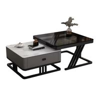 Table basse carrée moderne au design minimaliste, LED, blanc et noir, finition brillante, pour salon, vente en gros d'usine