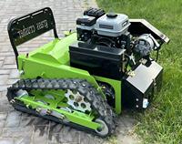 Mesin Pemotong Rumput Y Blade Flail 180mm Remote Control Bensin 4-Tak Mini Crawler Tracked Robot Pemotong Rumput Lereng