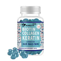 Gummies 15-en-1 Infusées à la Biotine, au Collagène et à la Kératine, 60 Unités, Complément Alimentaire OEM, Gummies à la Biotine, Acide Hyaluronique