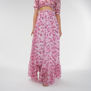 Ensemble d'été OEM pour femme : Robe tendance à imprimé floral, col en V, taille haute, jupe longue 2 pièces - Product Image 5