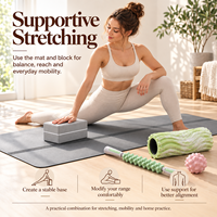 Ensemble de yoga multifonctionnel 5 pièces avec tapis, bloc EVA, rouleau en mousse texturée, bâton de massage musculaire, balle de massage
