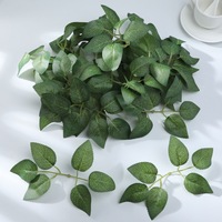 Feuilles de rose en soie vertes, 2 branches, 6 pièces, feuillage artificiel, accessoires pour bricolage, accessoires pour cheveux, pièces de couronne