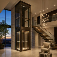 Ascenseur panoramique compact en verre pour maison, élévateur résidentiel moderne pour maison familiale, design intérieur lumineux, ascenseur intérieur pour maison