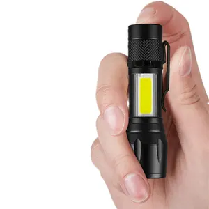 3 Mode Murah Massal Zoomable Paduan Aluminium Fokus Zoom Mini Torch Light USB Rechargeable COB LED Senter Mini dengan Klip